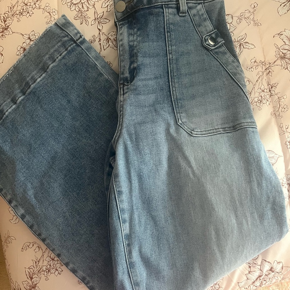 Risen Women’s Wide Leg Blue Denim Jeans